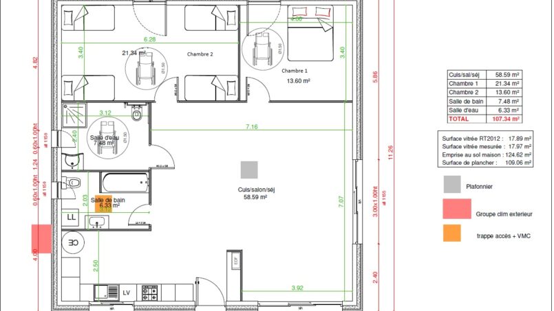 Plan du gîte accessible aux personnes à mobilité réduite (PMR)